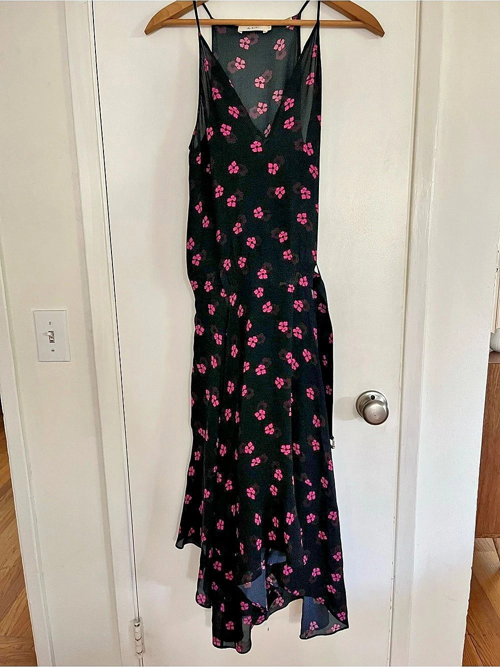 A.L.C. Floral Maxi Dress Black & Pink Size 2